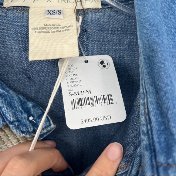 Tricia Fix x Carhartt  Grey Denim Canvas Embroidered Upcycled Jacket XS/S NWT - Picture 8 of 9